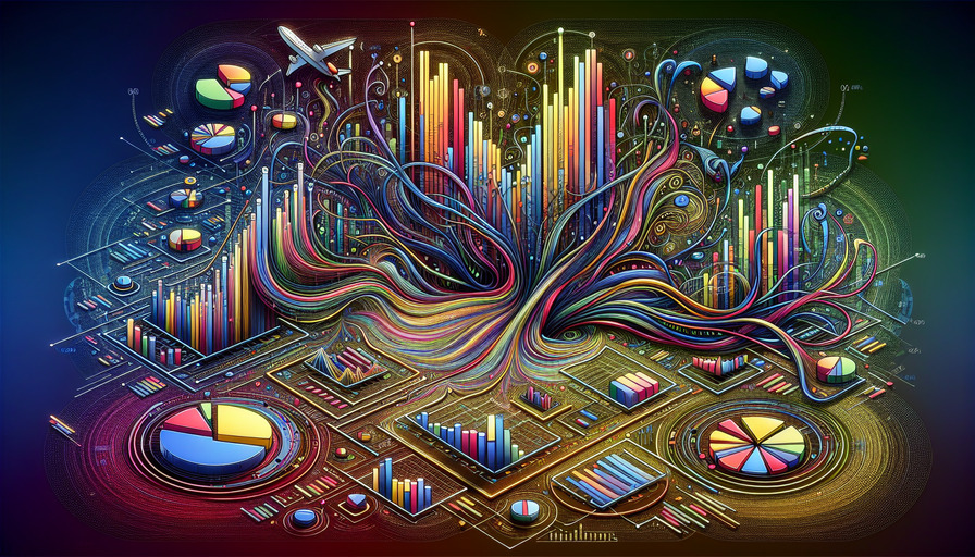 Illustration of charts and graphs representing SEO success metrics